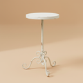 Tavolino ferro bianco shabby sfondo beige