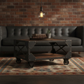 Tavolino industrial ruote loft proporzioni corrette