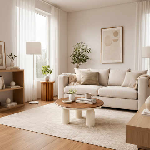 Tavolino rotondo in soggiorno esteso