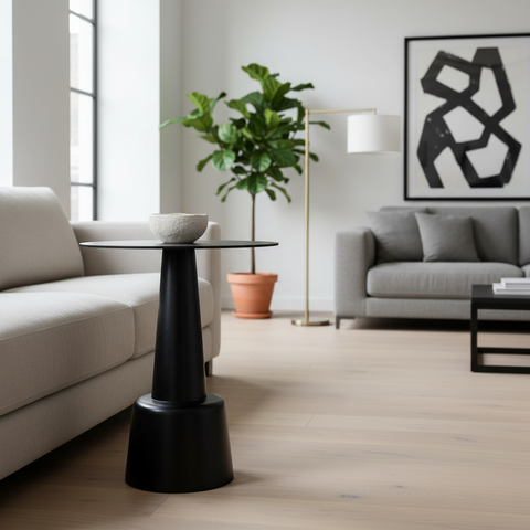 Side Coffee Tables - Tavolino Tondo Con Base Cono Tronco