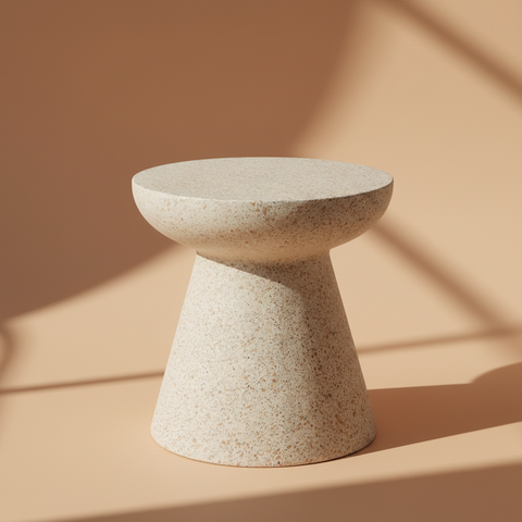 Tavolino terrazzo a fungo su sfondo beige