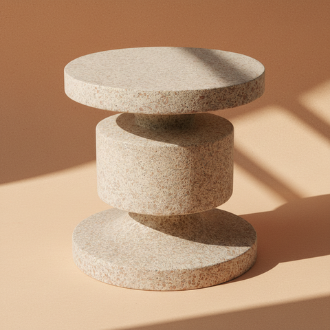 Tavolino terrazzo beige su sfondo neutro