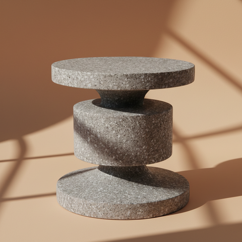 Tavolino terrazzo grigio su sfondo neutro