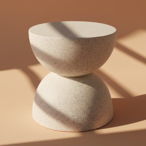 Tavolino terrazzo su sfondo beige