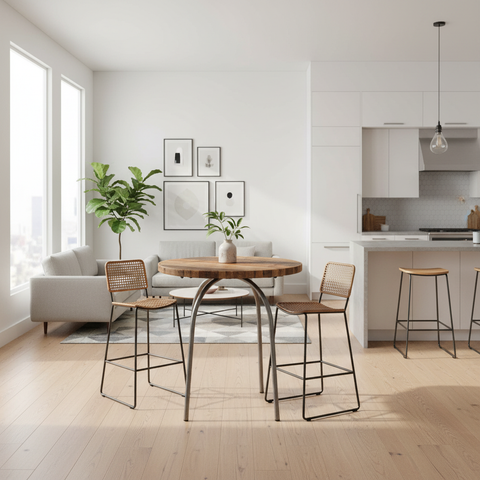 Tavolo bar Preston legno riciclato ambientato