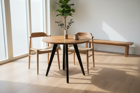 Bistro - Mesa Redonda de Madera de Acacia y Hierro con Tratamiento Antimanchas