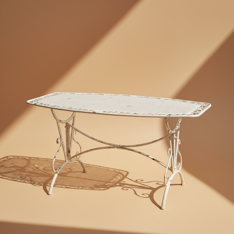 Tavolo ferro bianco anticato luce solare