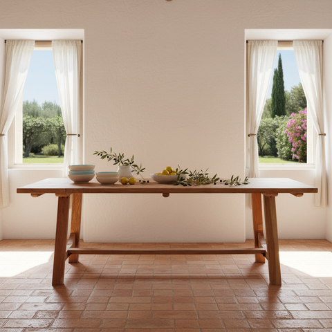 Tavolo in cucina italiana estiva