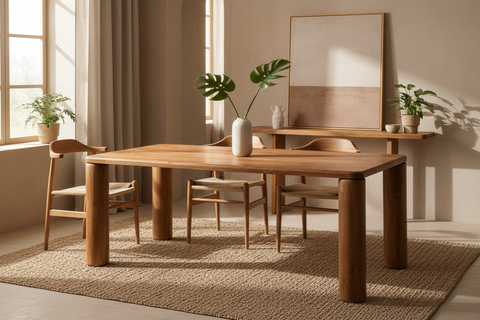 Tavolo in legno con poche sedie