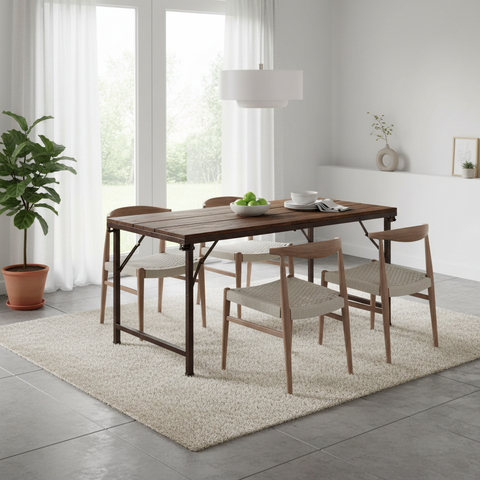 Tavolo panca Recycle legno riciclato ambientato