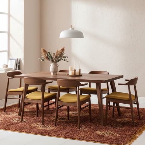 Tavolo rettangolare mid-century legno scuro living