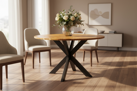 Woodshed - Tavolo Tondo in Legno di Acacia e Ferro