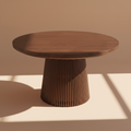 Tavolo rotondo noce scuro sfondo beige