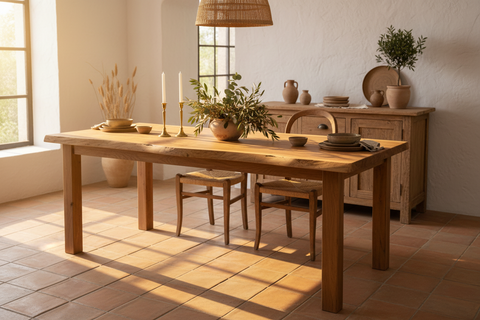 Tavolo da Pranzo in Legno di Acacia con Prolunghe Estraibili