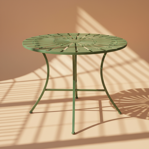 Tavolo verde a raggiera su sfondo beige