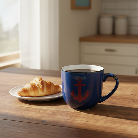 Tazza ancora blu in ambiente naturale