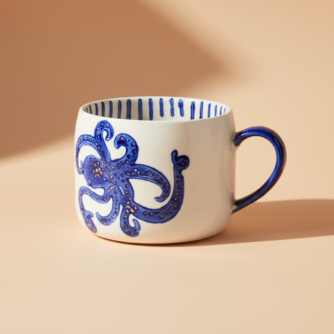 Tazza Atlantide polpo sfondo neutro