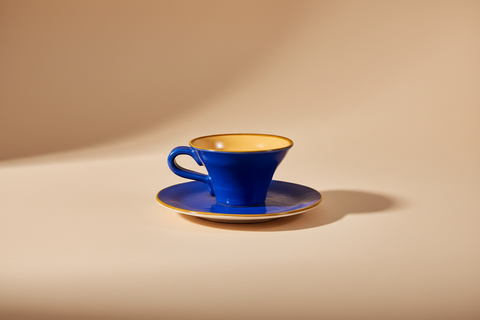 Mediterraneo - Tazzina Svasata Caffè con Piattino - 6 Colori Assortiti