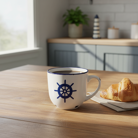 Tazza timone bianca in ambiente naturale