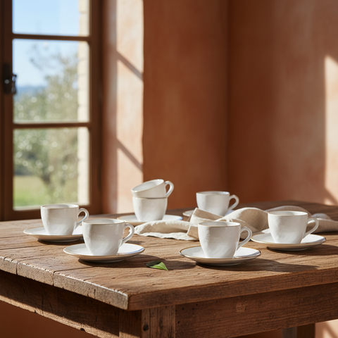 Mediterraneo - tazzina caffè con piattino - colore bianco