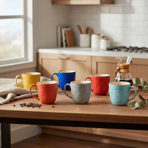 Tazze orzo ambientate in cucina