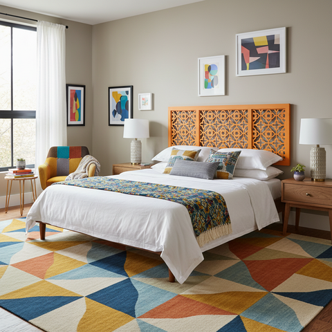 Testata letto arancione in ambiente