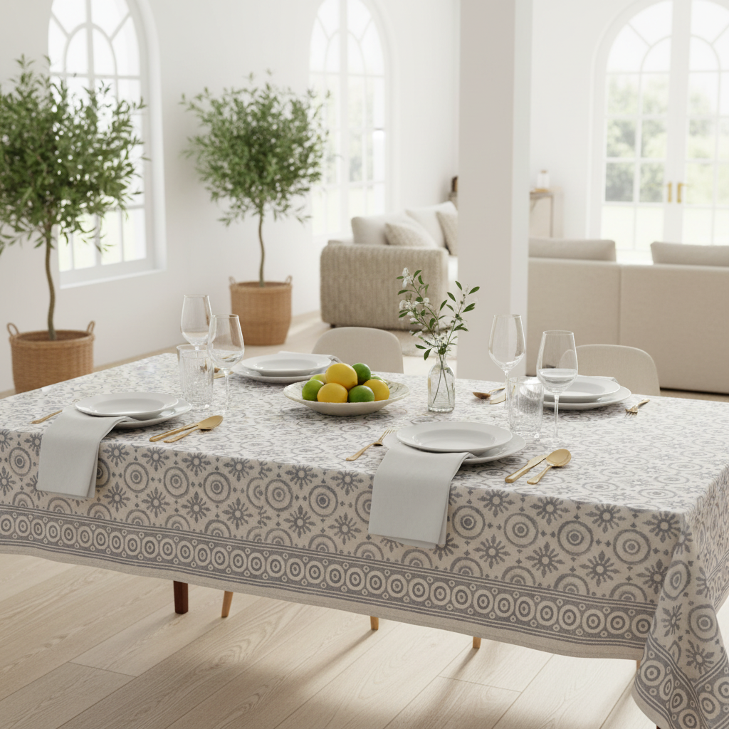 Tovaglia Borghetto grigio beige lifestyle