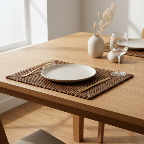 Tovaglietta intrecciata marrone in ambiente