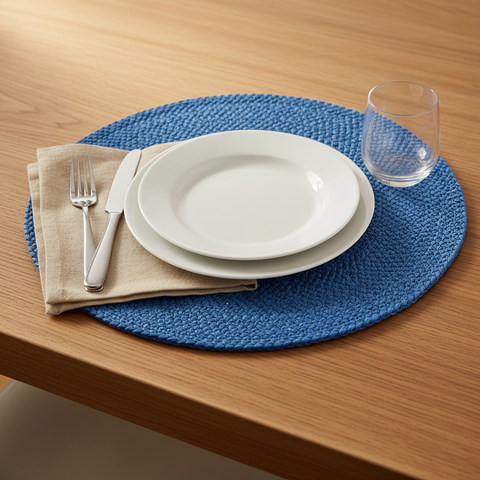 Tovaglietta rotonda blu - lifestyle