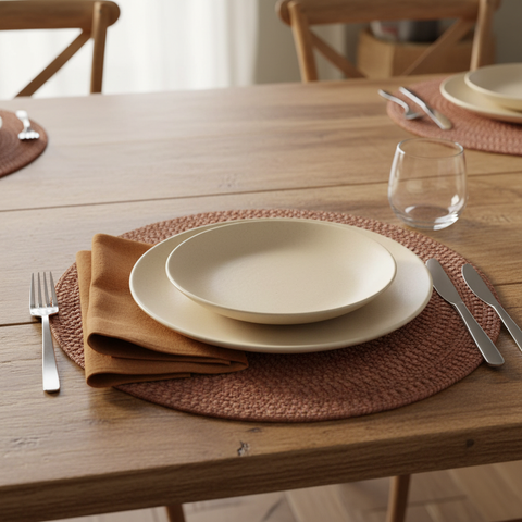 Tovaglietta rotonda terracotta - lifestyle