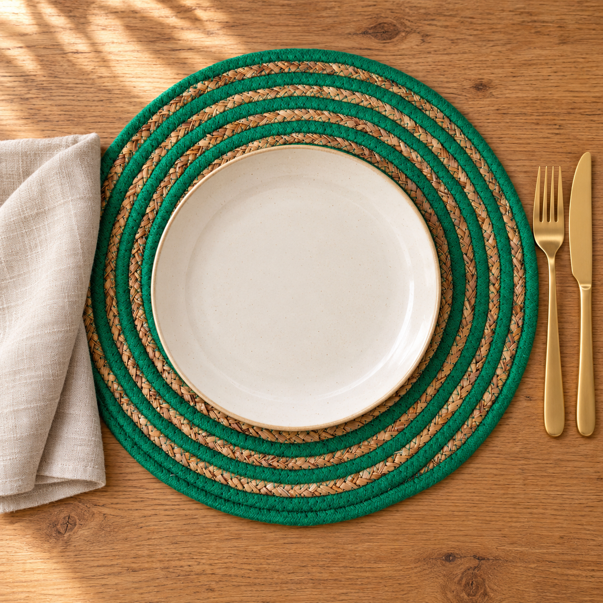 Placemat - Set 1/4 Circle Verde E Beige — ambientazione