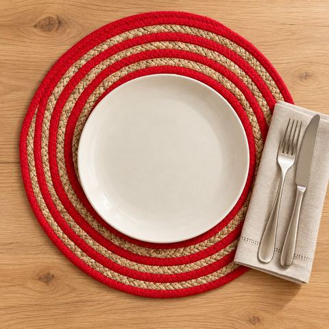 Placemat - Set 1/4 Circle Rosso E Naturale — ambientazione