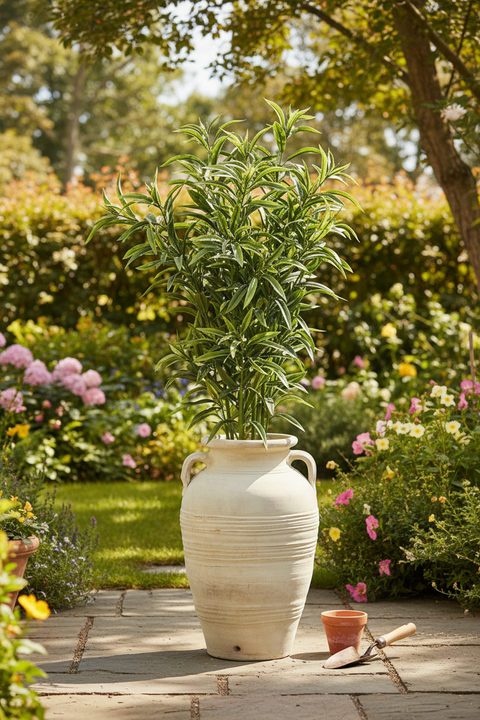 Vaso a terra con pianta alta