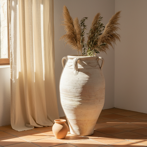 Vaso anfora terracotta ambientato mediterraneo