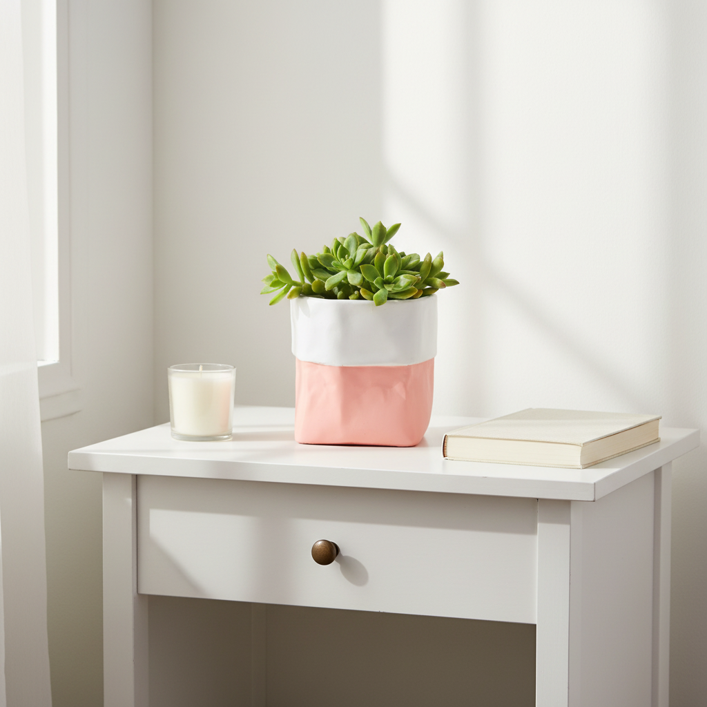 Vaso Cemento Bicolore Rosa - Ambientata