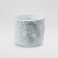 Vaso cemento texture juta su sfondo grigio con ombra