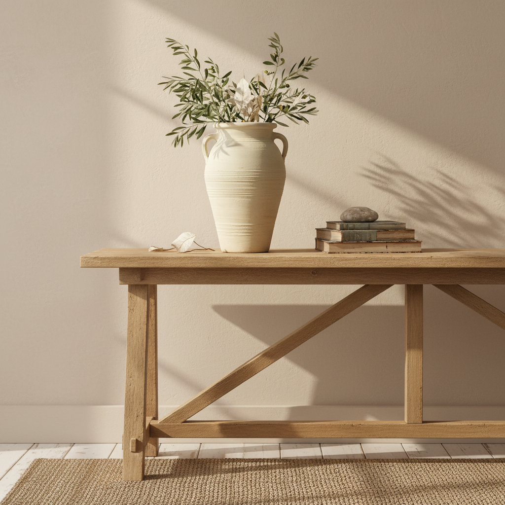 Vaso terracotta bianco in ambiente mediterraneo
