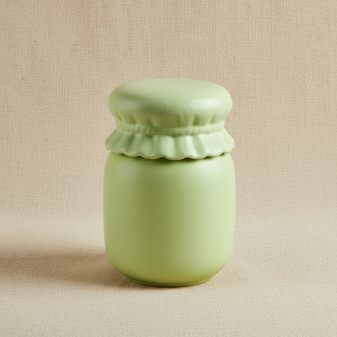 Vaso verde sfondo beige caldo