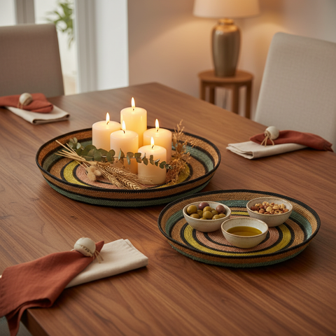 Vassoi rotondi raffia lifestyle