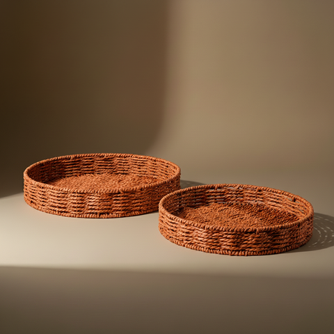 Vassoi rotondi terracotta - sfondo neutro