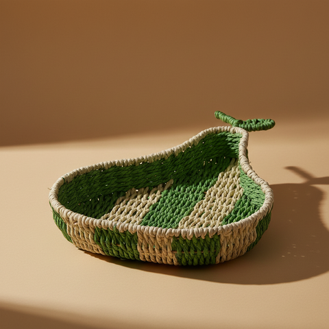 Vassoio a forma di pera su sfondo neutro