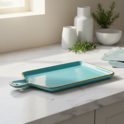 Vassoio turchese ambientato