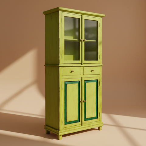 Vetrina verde lime sfondo beige