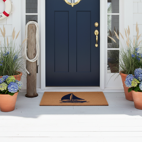 Zerbino barca a vela nautico davanti porta esterna