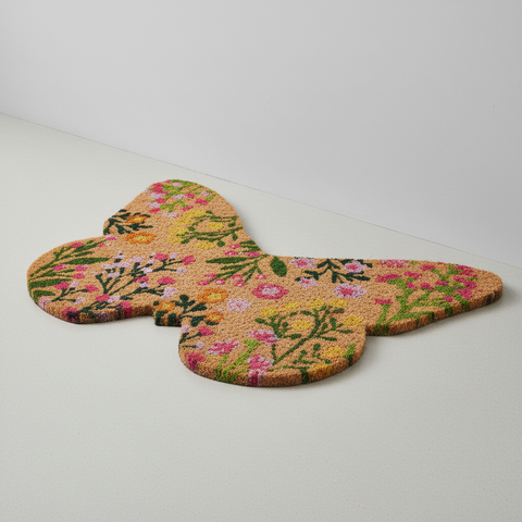 Zerbino farfalla su sfondo neutro con parete