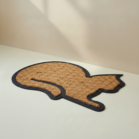 Zerbino gatto sfondo beige