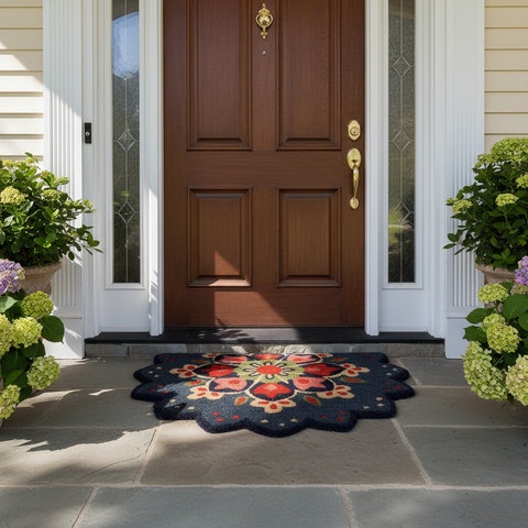 Zerbino semicircolare blu scuro ambientato