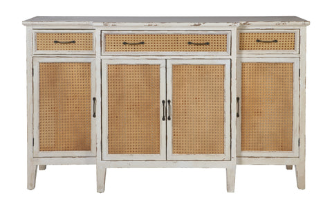 Tonia - Antique White Sideboard - 3 Drawers 4 Doors in Vienna Straw