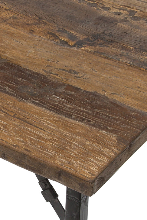 Console in wood and iron with folding legs