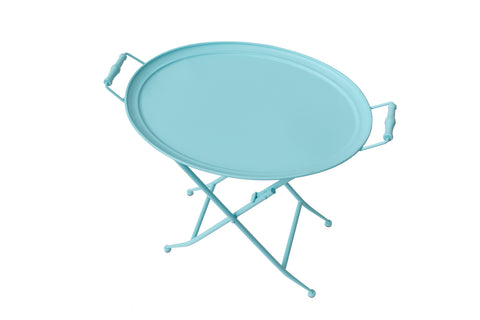 Folding Tray With Light Blue Metal Legs